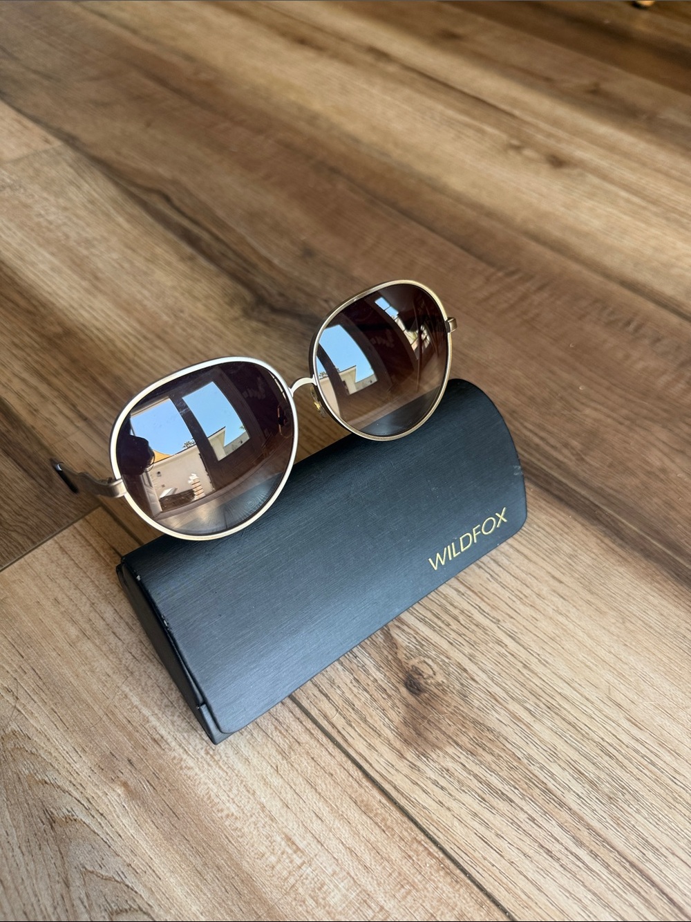 Wildfox Gold Frame Sunglasses with Brown Gradient Lenses